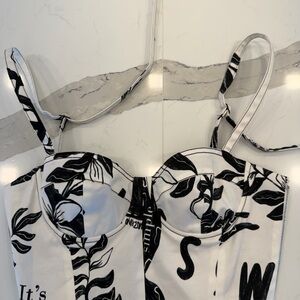 Moschino Black and White Logo Bustier Top
